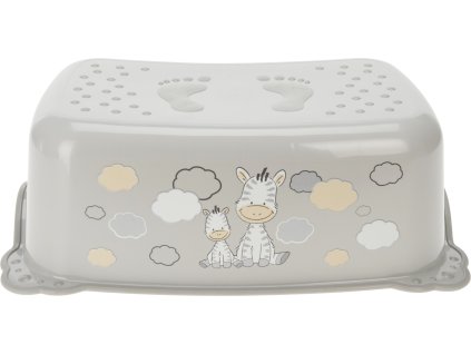 Dětské plastové stupátko BabyComfort – šedé s protiskluzem a potiskem žirafky