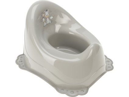 Šedý dětský nočník BabyComfort s protiskluzovou úpravou a motivem zvířátek