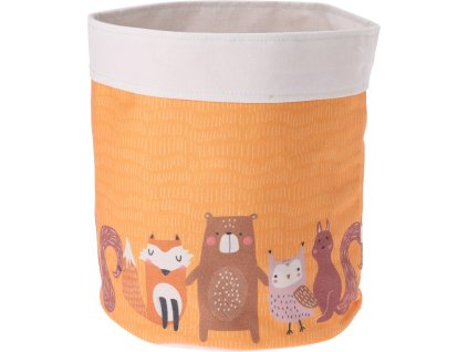 Úložný koš na hračky s motivem medvěda, výška 29 cm, kulatý tvar, dětský design.