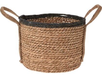 25934 kosik z morske travy rona 25x25x25cm maly kulaty s usima prirodni cerny