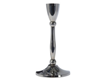 Svícen Silver - na vysokou svíčku, materiál hliník, rozměry 8,5 x 17 cm, barva stříbrná.