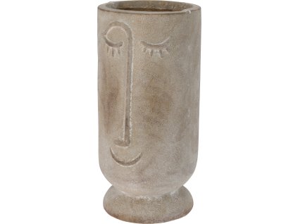 Květináč Moai – MGO, 45 cm výška, béžová barva, originální design s úsměvem, ideální pro rostliny i dekoraci.