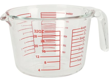 26180 odmerka sklenena clearmark 1 l vysoce kvalitni borosilikatove sklo pruhledna s cervenym znacenim idealni pro presne mereni tekutin a sypkych ingredienci