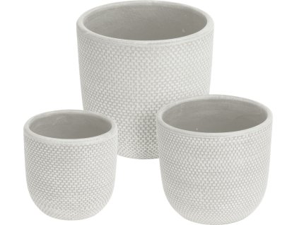 Sada květináčů Weave – keramika, 3 velikosti, smetanová barva