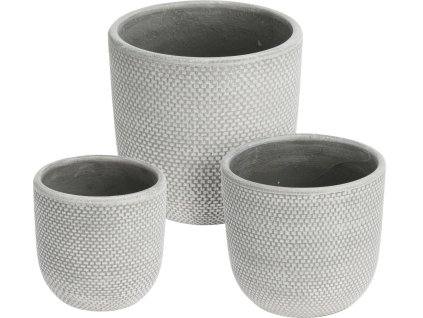 Sada květináčů Weave – keramika, 3 velikosti, světlá šedá,