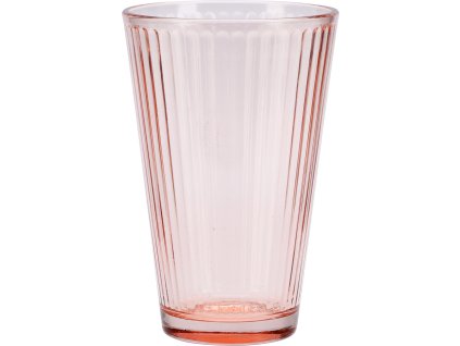 Sklenice Prisma – 300 ml, oranžová, kónický tvar, pruhový design, transparentní. Elegantní sklenice na nápoje.