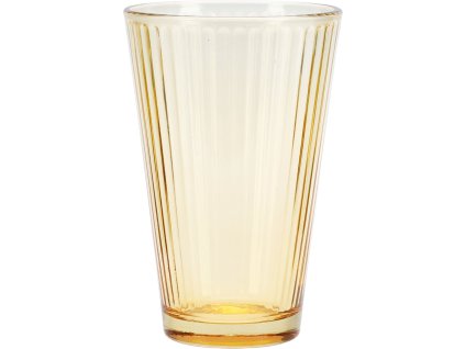 Sklenice Prisma – 300 ml, žlutá, kónický tvar, pruhový design, transparentní. Elegantní sklenice na nápoje.