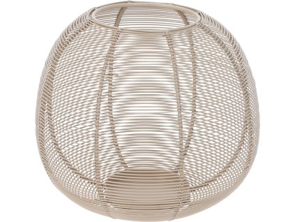 Dekorativní kovový svícen Sphere v béžové barvě, průměr 19 cm a výška 15 cm, v pozadí další barevné varianty – bílá, hnědá a černá.