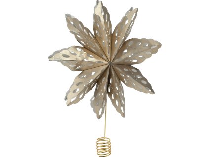 Špička na vánoční stromek STAR – šířka 23 cm, výška 30 cm, materiál papír, zlatá barva s elegantním vzorem.