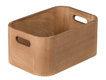 Úložná krabice WoodyBox S – dřevo Paulownie, barva tmavý ořech, rozměr 24×16,5×10,5 cm.