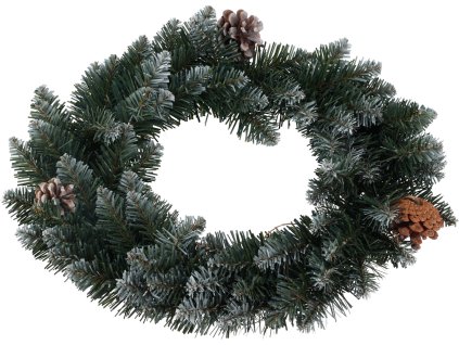 Vánoční věnec - ø 40 cm, umělý, materiál polyvinyl, s realistickými větvičkami a přírodními šiškami je ideální pro výzdobu dveří nebo stolu