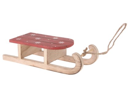 14101 vanocni zavesna dekorace sanky 22cm cervena