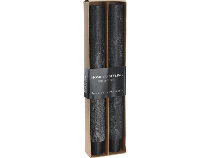 Večeřové svíčky Nero – parafínový vosk, 3x25 cm, černé, sada 2 ks, doba hoření 20 hodin, elegantní design.