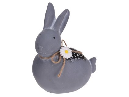 Velikonoční keramický zajíc 16cm, betonový vzhled, ležící