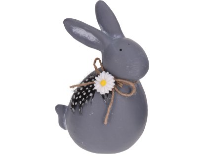 Velikonoční keramický zajíc 16cm, betonový vzhled, sedící