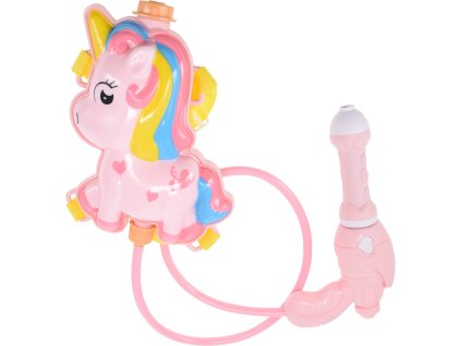 Vodní pistole s batohem AquaFun, 20 cm, růžový jednorožec. Zábavná hračka pro děti, ideální na letní radovánky.