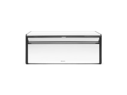 Chlebník Brabantia Fall Front – lesklá ocel, 18 l, magnetické zavírání, plochá horní část pro extra úložný prostor.