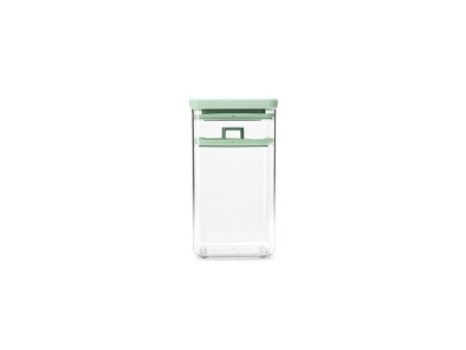 Sada na nakládání Brabantia Tasty+ – průhledná nádoba 1,6 l, lisovací disk, silikonové těsnění, kompaktní stohovatelné provedení.