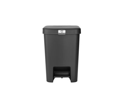 StepUp pedálový koš 25 L – tiché zavírání, recyklovaný plast (93 %), hands-free otevírání, zacvakávací držák štítků, tmavě šedá.