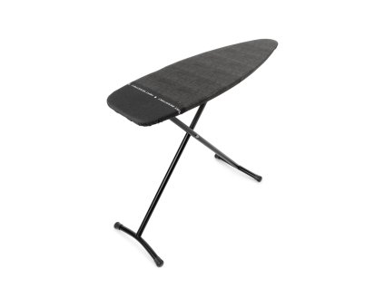 Žehlicí prkno Brabantia D 135 × 45 cm, černý rám, tepelně odolná parkovací zóna, bavlněný potah Denim Black.