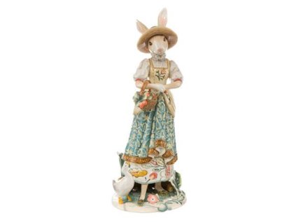 Goebel Hasendame mit Blumenkorb – figurka 50 cm | Fitz & Floyd Spring-Collection