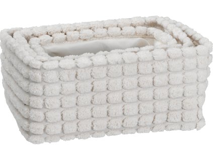 27203 sada tri kremovych uloznych kosiku s kostkovanym sametovym vzorem