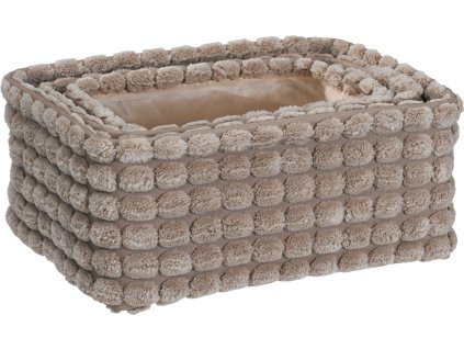 27197 sada tri svetle hnedych uloznych kosiku s kostkovanym sametovym vzorem