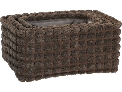27191 sada tri tmave hnedych uloznych kosiku s kostkovanym sametovym vzorem