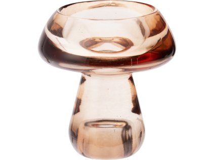 27212 2 skleneny svicen ve tvaru houby v jantarove barve