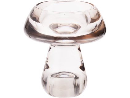 27206 2 skleneny svicen ve tvaru houby v sede barve