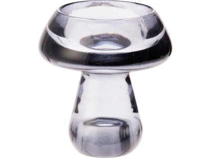 27209 2 skleneny svicen ve tvaru houby v tmave sede barve