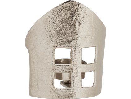 27272 1 stribrny hlinikovy svicen ve tvaru domku s okenicemi urceny na cajovou svicku