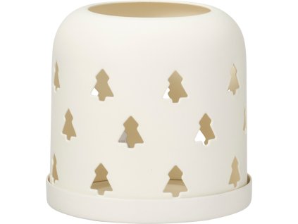 27293 1 kremovy zelezny svicen na cajovou svicku s vyrezanymi stromy