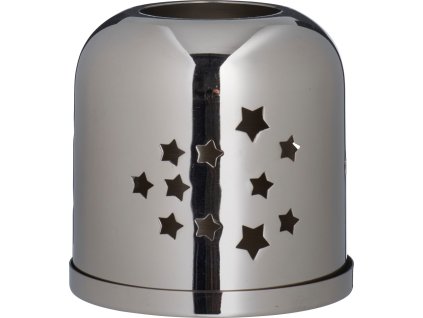 27296 1 stribrny zelezny svicen s vyrezanymi hvezdami