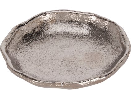 27083 2 stribrna kulata hlinikova miska s hrubym tepanym povrchem
