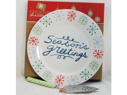 Porcelánový dortový talíř s dortovou lžící Christmas