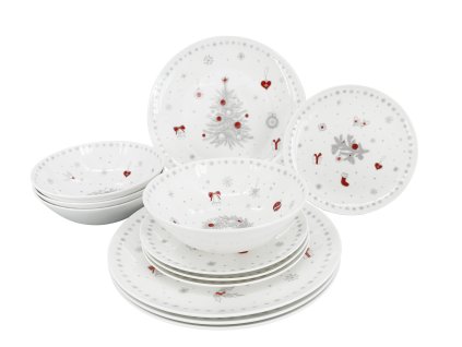 27398 12dilna vanocni jidelni porcelanova sada luna koleda s motivy vanocniho stromku vetvicky a vence
