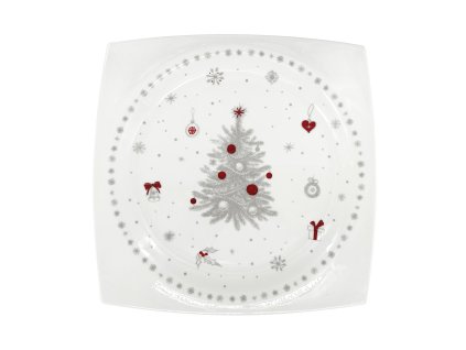 27374 ctvercovy porcelanovy melky talir koleda 2025 s motivem vanocniho stromku