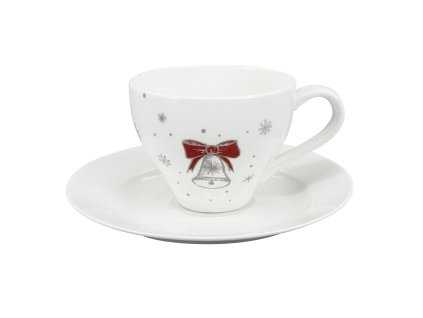 27416 porcelanovy vanocni salek s podsalkem koleda 2025 s motivem zvonku a cervene masle