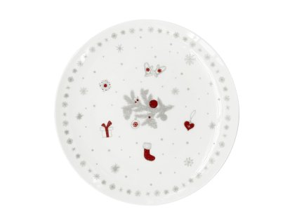 27392 vanocni porcelanovy dezertni talir s motivem vetvicky a darku