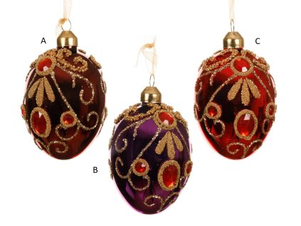 Vánoční ozdoba EGG SHINY, 8 cm, 3 druhy, KSD