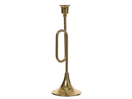 Svícen TRUMPETA, 34 cm, zlatý, KSD