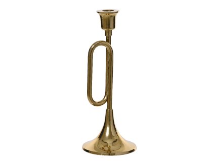 Svícen TRUMPETA, 27 cm, zlatý, KSD