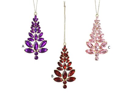 Vánoční ozdoba TREE STRASS, 12 cm, 3 druhy, KSD