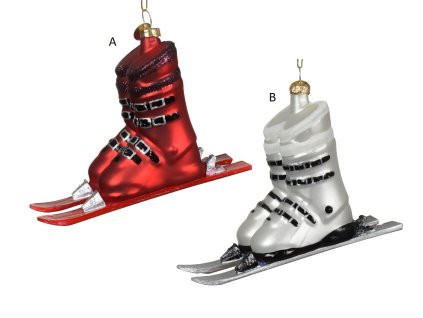 Vánoční ozdoba LYŽÁKY, 12,6x9,2 cm, 2 druhy, KSD