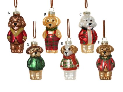 Vánoční ozdoba XMAS PEJSEK, 10,9 cm, 6 druhů, KSD