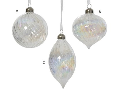 Vánoční ozdoba SWIRL, 8 cm, 3 druhy, transparent/iris, KSD