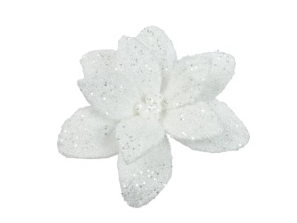 Vánoční hvězda na klipu, 28 cm, bílá, KSD