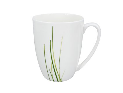 27629 bily porcelanovy hrnek luna grass 350 ml se svislym motivem zelene travy pohled zepredu