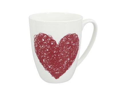 27623 bily porcelanovy hrnek luna heart a 350 ml s velkym celoplosnym cervenym motivem spleteneho srdce